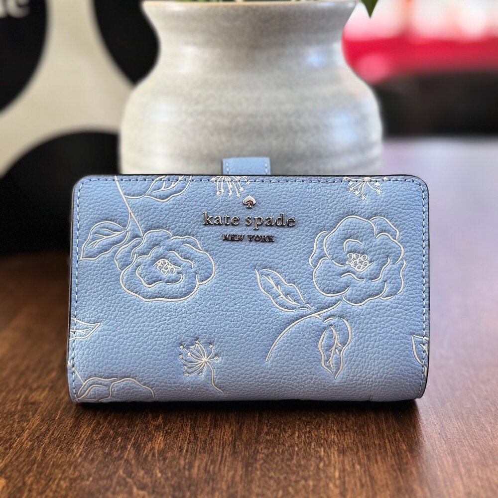 Kate Spade Medium Compact Floral Embossed Bifold Wallet - North Star